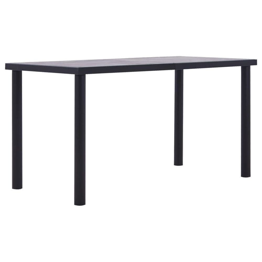 Vidaxl Jedálenský stôl, čierna a betónovo sivá 140x70x75 cm, MDF